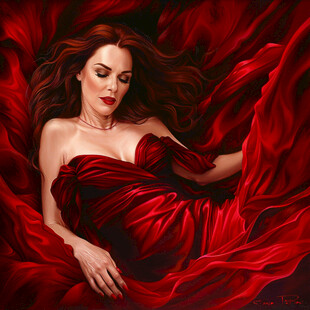 红衣美人插画