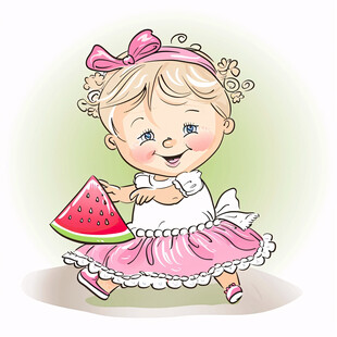 西瓜水蜜桃卡通女孩