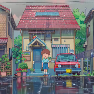 住宅区下雨