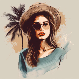 潮流插画美女人物插画