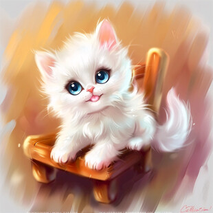 写实猫毛茸茸宠物插画