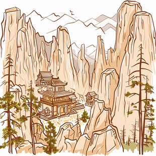 名胜古迹插画