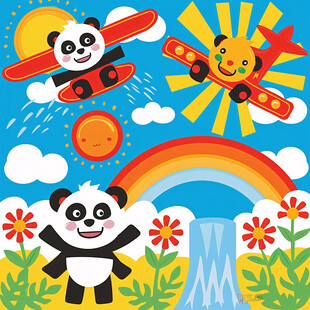 多变小熊猫卡通