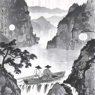 亭子山路樵夫渔夫渔船