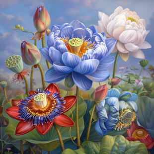 3d立体花卉荷花