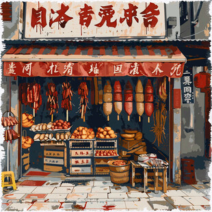 腌卤店插画