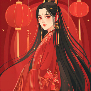 红衣少女设计古风