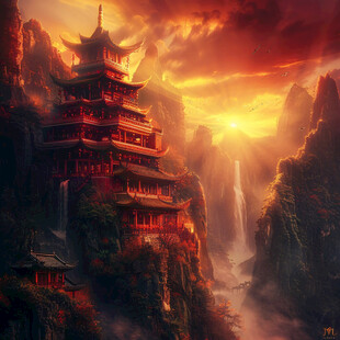 宫殿楼阁仙境仙人大殿