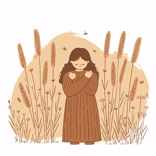 手捧麦穗插画