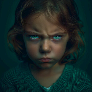 怪表情的小女孩