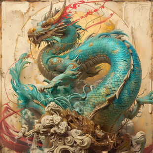 国潮手绘龙