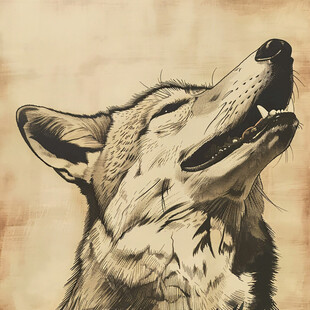 时尚手绘猛狼唯美插画