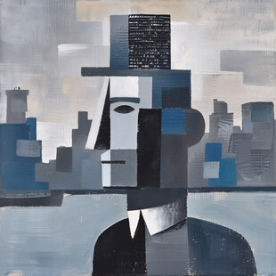 人脸色块拼接装饰画