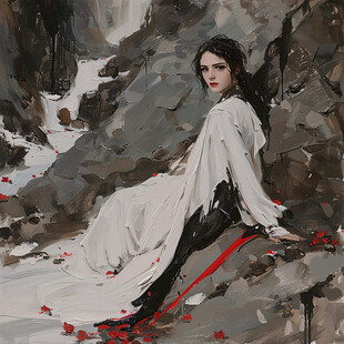 红衣美人插画