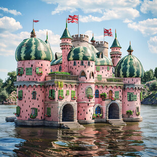 粉色漂浮城堡