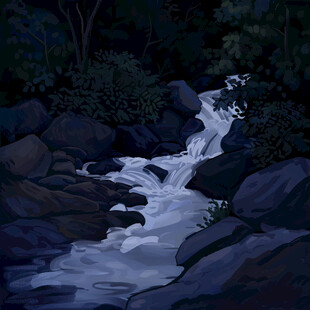 瀑布插画