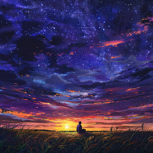浪漫星空插画