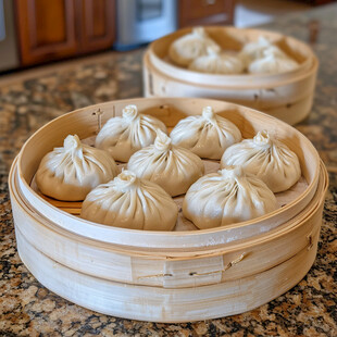 浅底上的蒸包