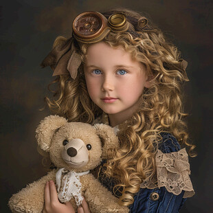 抱小熊玩具的童模