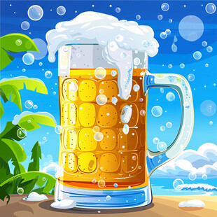 扎啤插画