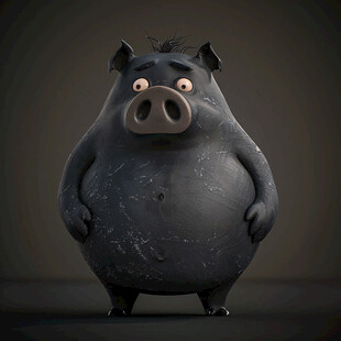 3d卡通猪拍照图