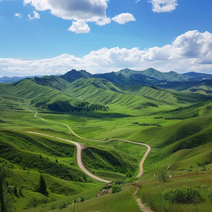 草原山坡公路