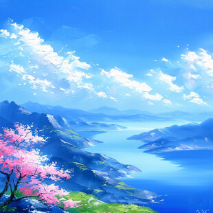 蓝色梦幻山水风情