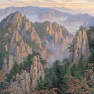 禅境山峰群山国画油画