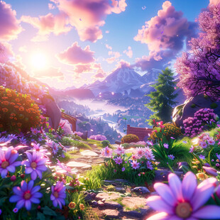 唯美梦幻花田场景