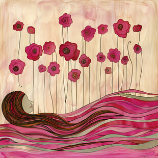 手绘女人花抽象装饰画