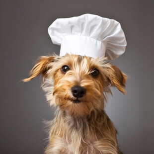 戴厨师帽的可爱小狗
