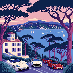 美国插画洛杉矶旅游