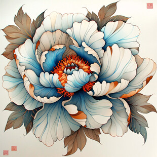 手绘立体牡丹花卉