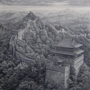 长城版画插画雕刻素材