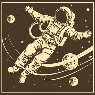 手绘宇航员装饰画