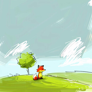 孤独的小狗插画