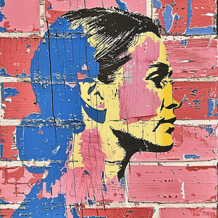 人脸色块拼接装饰画