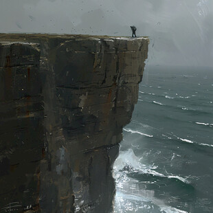 站在悬崖边上男子