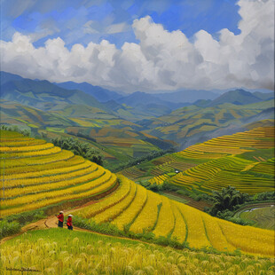 稻田风景插画