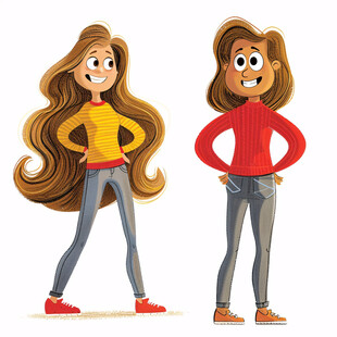 卡通穿毛衣的女孩