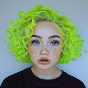 头上毛卷发绿光