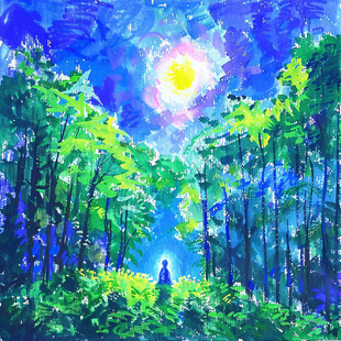 电脑装饰油画阳光森林