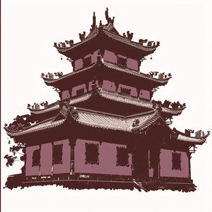 手绘滕王阁插图