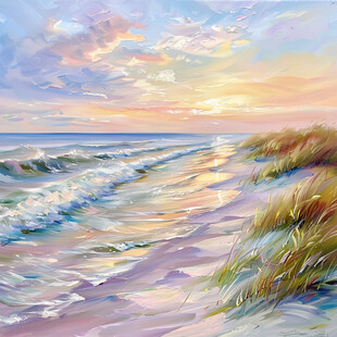 手绘海景油画