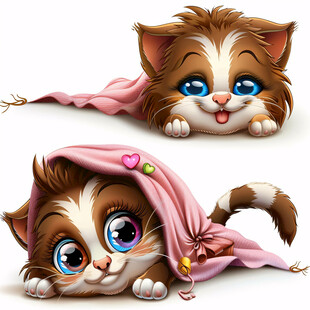 卡通可爱小猫
