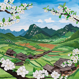 山村民居插画