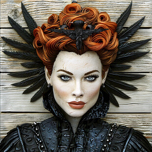 带冕状头饰女子头像