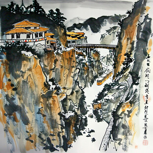 阁楼山水画