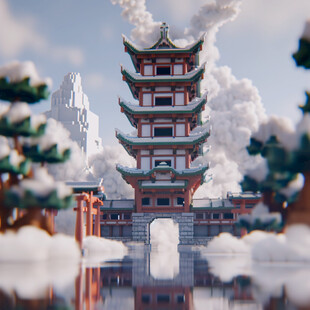 宫殿楼阁仙境仙人大殿