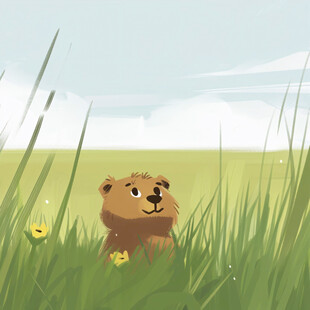 小熊室内野外场景插画